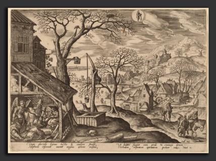 Adriaen Collaert after Hans Bol (Flemish, c. 1560 - 1618), The Nativity and the Flight into Egypt