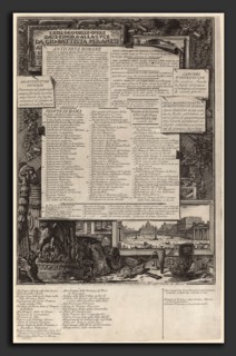 Giovanni Battista Piranesi (Italian, 1720 - 1778), Catalogo delle Opere, etching