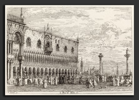 Canaletto (Italian, 1697 - 1768), La Piera del Bando. V. [lower right], c. 1735-1746, etching on