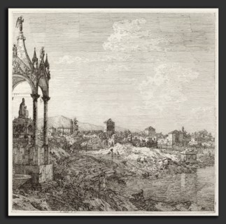 Canaletto (Italian, 1697 - 1768), View of a Town with a Bishop's Tomb, c. 1735-1746, etching on