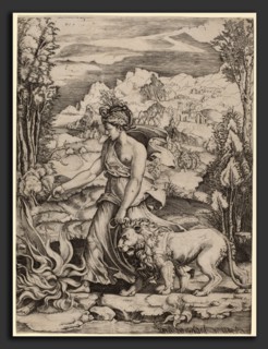 Marco Dente (Italian, c. 1493 - 1527), Fortitude, engraving