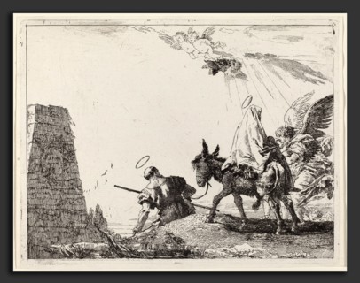 Giovanni Domenico Tiepolo (Italian, 1727 - 1804), The Flight with Obelisk at the Left, published