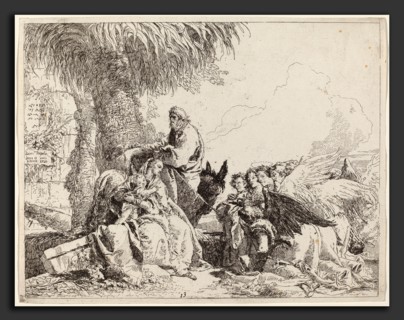 Giovanni Domenico Tiepolo (Italian, 1727 - 1804), The Rest on the Flight, with Adoring Angels,