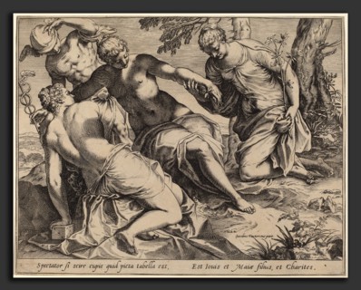 Agostino Carracci after Jacopo Tintoretto (Italian, 1557 - 1602), Mercury and the Three Graces,