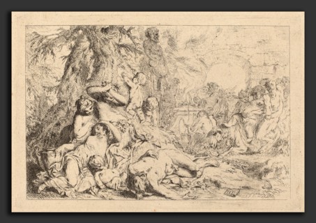 Louis-Felix de La Rue, La Marche de SilÃ¨ne, "Jeux de Satyres", French, 1731 - 1765, etching on
