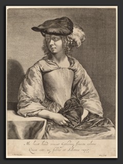 Hendrick Bary after Gerard ter Borch the Younger, Girl in a Plumed Hat, Dutch, c. 1640 - 1707,