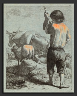Francesco Londonio (Italian, 1723 - 1783), Shepherd with Donkey, Sheep and Goat, 1759, etching