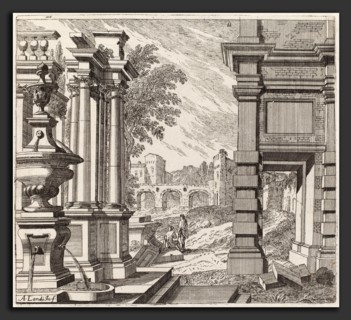 Giuseppe Antonio Landi (Italian, 1713 - 1791), Architectural Fantasy with a Fountain, Classical