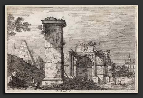 Canaletto (Italian, 1697 - 1768), Landscape with Ruined Monuments, c. 1735-1746, etching