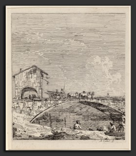 Canaletto (Italian, 1697 - 1768), The Wagon Passing Over a Bridge, c. 1735-1746, etching