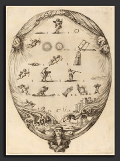 Stefano Della Bella (Italian, 1610 - 1664), Screen Depicting the Italian Rebus of Love, etching on
