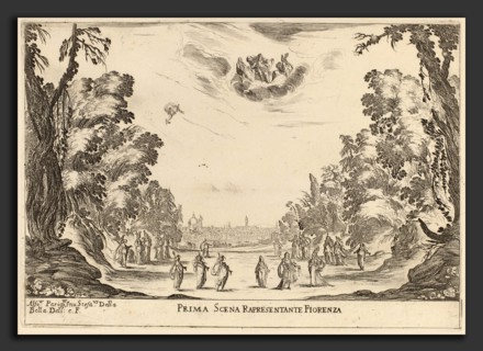 Stefano Della Bella (Italian, 1610 - 1664), Prima Scena Representanta Firenza, 1637, etching on