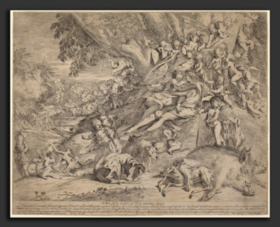 Pietro Testa (Italian, 1612 - 1650), Venus and Adonis, 1631-37, etching on laid paper