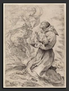 Pietro Faccini (Italian, probably c. 1562 - 1602), Saint Francis with the Christ Child, etching