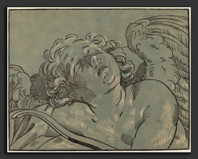 Bartolomeo Coriolano after Guido Reni (Italian, active 1627-1653), Cupid Asleep, chiaroscuro