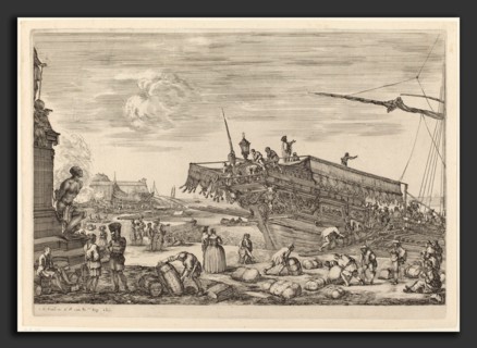 Stefano Della Bella (Italian, 1610 - 1664), Loading a Ship, probably c. 1654-1655, etching