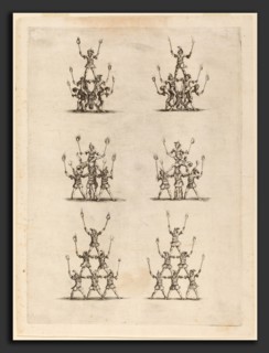 Stefano Della Bella (Italian, 1610 - 1664), Thirty-Six Jugglers Standing in Pyramids, 1652, etching
