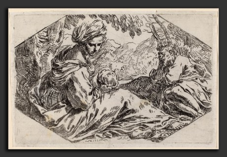 Simone Cantarini (Italian, 1612 - 1648), The Rest on the Flight into Egypt, etching