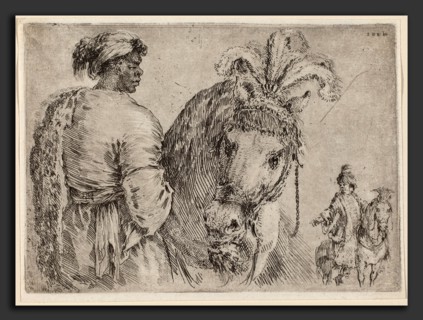 Stefano Della Bella (Italian, 1610 - 1664), Negro Feeding a Horse, probably 1662, etching