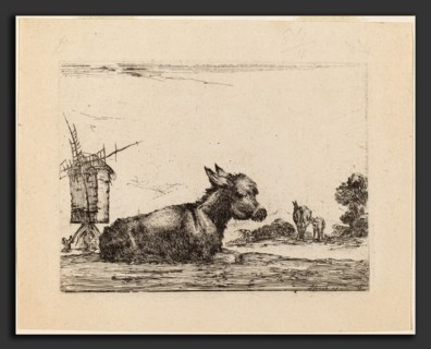 Stefano Della Bella (Italian, 1610 - 1664), Donkey Resting, 1642, etching