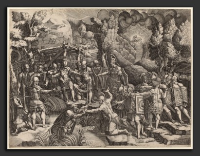 Giorgio Ghisi after Giovanni Battista Scultori (Italian, 1520 - 1582), Sinon Deceiving the Trojans,