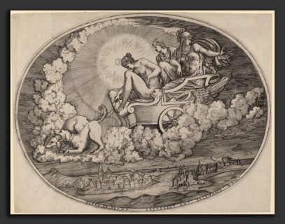 Agostino dei Musi after Luca Penni (Italian, c. 1490 - 1536 or after), The Chariot of Diana, 1541,