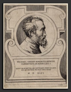 Giulio Bonasone (Italian, c. 1498 - c. 1580), Michelangelo, 1546, engraving