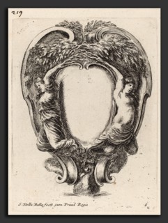 Stefano Della Bella (Italian, 1610 - 1664), Cartouche with Two Nymphs Metamorphosed into Trees,