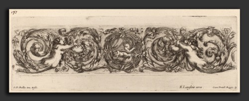 Stefano Della Bella (Italian, 1610 - 1664), Ornamental Frieze with Cupid and Psyche, probably 1648,