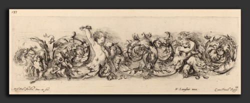 Stefano Della Bella (Italian, 1610 - 1664), Ornamental Frieze with Children and Dogs, probably
