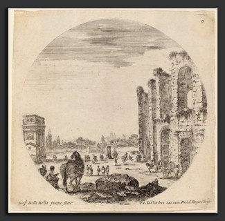 Stefano Della Bella (Italian, 1610 - 1664), Colosseum and Arch of Constantine, 1646, etching