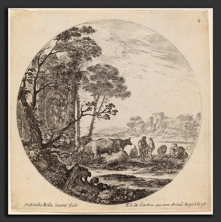 Stefano Della Bella (Italian, 1610 - 1664), Landscape with Roman Ruins, 1646, etching
