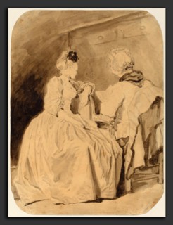 Jean-Honoré Fragonard (French, 1732 - 1806), The Reading, c. 1765-1775, brown wash on wove paper