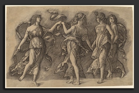 Workshop of Andrea Mantegna, Four Women Dancing (version in reverse), engraving