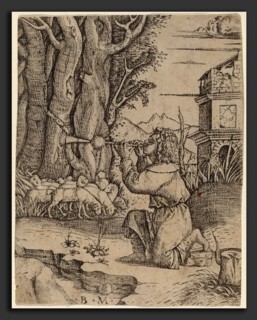 Benedetto Montagna (Italian, c. 1480 - 1555 or 1558), Shepherd with a Platerspiel, c. 1500-1515,