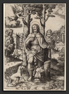 Master of the Die after Follower of Raphael (Italian, active c. 1532), Saint Roch, engraving