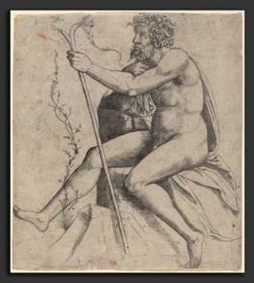 Giovanni Antonio da Brescia (Italian, active c. 1490 - 1525 or after), Man Seated Holding a Forked