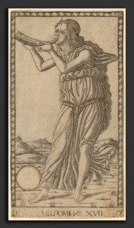 Master of the E-Series Tarocchi (Italian, active c. 1465), Melpomene, c. 1465, engraving with