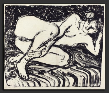 Ernst Ludwig Kirchner, Reclining Nude (Liegender Akt), German, 1880 - 1938, 1907-1908, lithograph