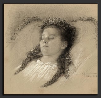 Eduard Julius Friedrich Bendemann (German, 1811 - 1889), A Girl on Her Deathbed with a Crown of