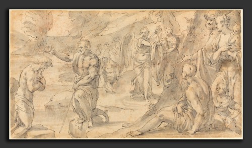 Friedrich Sustris (German, c. 1540 - 1599), The Baptism of Christ, probably 1580s, pen and black