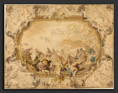 Anton Kern (Bohemian, 1709 - 1747), A Ceiling with Apollo Presiding over Military and Historical