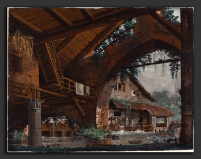 Caspar Wolf (Swiss, 1735 - 1783), Architectural Fantasy of Antique Ruins with a Watermill, 1760s,