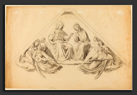 Johann Friedrich Overbeck (German, 1789 - 1869), Christ and the Virgin with Music-Making Angels,