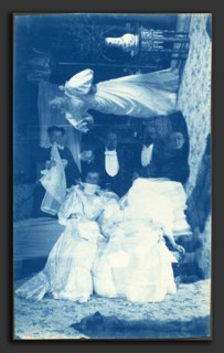 American 19th Century, Untitled (Double exposure of several people in interior), 1890s, cyanotype