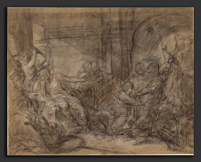Gabriel FranÃ§ois Doyen (French, 1726 - 1806), Brutus Condemning His Sons to Death, c. 1760, black