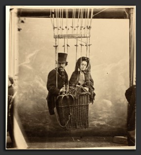 Nadar (French, 1820 - 1910), Self-Portrait with Wife Ernestine in a Balloon Gondola, c. 1865,