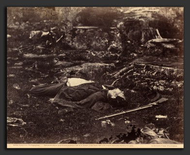 Alexander Gardner (American, born Scotland, 1821 - 1882), A Sharpshooter's Last Sleep, Gettysburg,