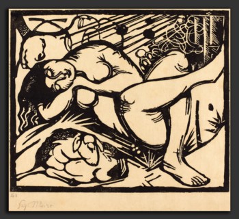 Franz Marc, Sleeping Shepherdess (Schlafende Hirtin), German, 1880 - 1916, 1912, woodcut
