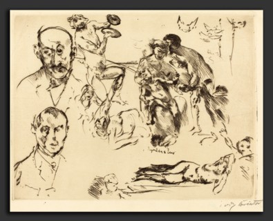 Lovis Corinth, Plate of Sketches, including one of Max Liebermann, German, 1858 - 1925, c. 1915,
